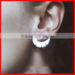 925 Sterling Silver Frond Back Design Fashion Simple Gold Earring Designs for Women thumbnail-1