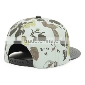 Fashion Fancy Custom Constructed Female Floweral Print Trucker Hat no Mesh With Flat Leather Brim thumbnail-2
