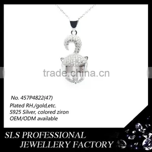 Sex Fox Head Shape Pendant ,925 Silver Fox Pendant ,Rhodium Plated a Head of Fox Fashion in 2015 Style thumbnail-1