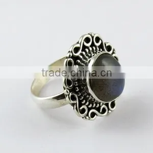Artisan Oxidized Labradorite Ring, Silver Jewelry India, Oxidized Silver Jewelry thumbnail-1