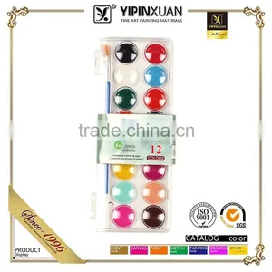 China Hot Selling High Quality 12Colors Dry Water Color Paint Set For Kids With Brush thumbnail-4