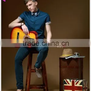 Custom Young Mens Slim Roll up Short Sleeve Shirt thumbnail-1