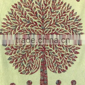 Beautiful Hand Block Printed Tree of Life Hand Embroidered Home Decoration Wall Hanging thumbnail-2