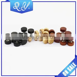 Double Wood Earrings Wholesale Fashion Jewelry Barbell Piercing thumbnail-1