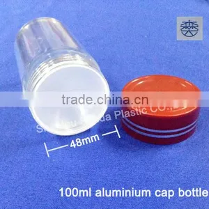 100ml Clear Aluminium Cap Bottle, Trasparent PS Capsule Jar thumbnail-1