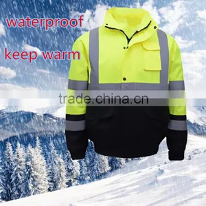 Yellow High Visibility Reflective Warm Windproof Waterproof Winter Riding Jacket thumbnail-2