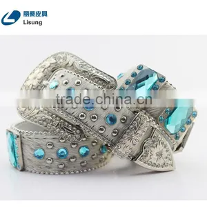 Cowboy Crystal Full Grain Horse Hide Leather Belt With Hair thumbnail-2