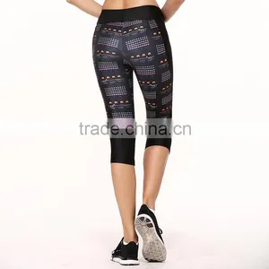 Womens YOGA Running Sports Gym Pants High Waist Printed Cropped Leggings Fitness thumbnail-2