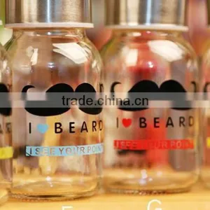 Pattern Colored Glass Drinking Bottles With ScrewMetal Lids thumbnail-3