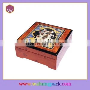 Painting Music Box With Photo Frame Antique Wooden Music Gift Box thumbnail-1