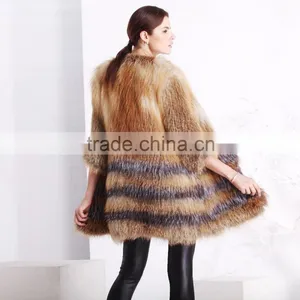 Fashion Ladies Knitted Fox Fur Coat thumbnail-5