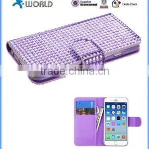 Slim Bling Diamond Leather Hard Case for IPhone 6S With Card Slot thumbnail-2