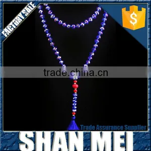 Fashion Necklace Double Layer Wood Beads Chain Necklace With Fluorescent Green Tassel thumbnail-5