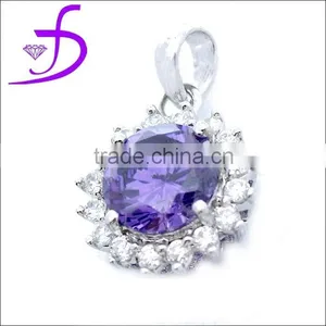 Purple CZ Silver925 Pendant Rhodium Plated 925 China Jewelry Silver thumbnail-1