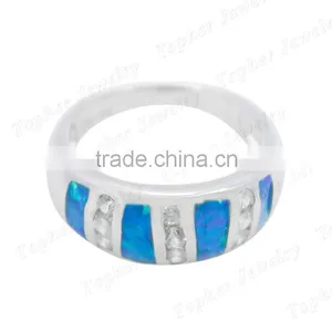 Classic Blue Opal Design Ring Simple Design Ring With cz thumbnail-2