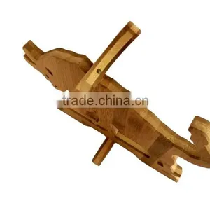 WR027/100% Bamboo Material Hot Sale Bull-Shaped Folding Bamboo Wine Rack thumbnail-2