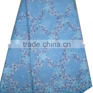African Organza Lace With Sequins Embroidery CL8128-5blue thumbnail-1