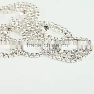 Wholesale Charming Crystal Silver Lady Rhinestone Lace Motif Sewed on Wedding Dress thumbnail-5