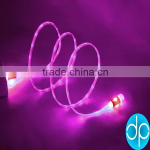 China Wholesale Crystal Connector Embedded Led Flash Light Usb Charging Cable for Mobile Phone Android thumbnail-3