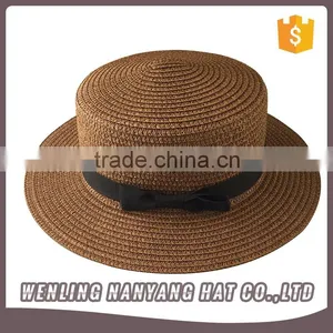 Stylish Flat Top Strawhat Ladies Hat Paper Hat Bow Lady Sun Hat Visor Cap thumbnail-1