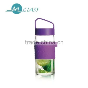 Patented Design 300ml Borosilicate Glass Cup With Honeycomb Strainer Silicon Lid and Sleeve JA448 thumbnail-1