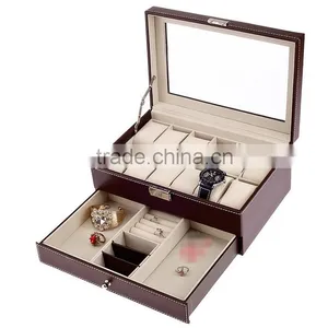 Chinese Factories Wholesale Custom PU Leather Jewelry Box, Multi-function Drawer Watch Box thumbnail-5