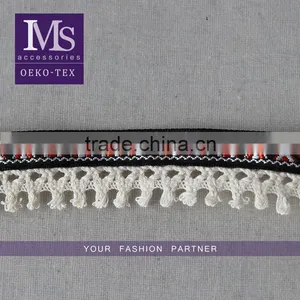 Hot Selling Elegant Jacquard Cotton Tassel Trim, Chemical Cord Trim With Jacquard Fringe for Clothes thumbnail-1