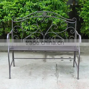 Brown Iron Bench Rustic thumbnail-2
