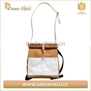 Washable Kraft Paper Backpack Brown And White Paper Laptop Backpack thumbnail-3