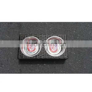 Exquisite Stainless Steel Pet Bowl With Rattan Frame for Pets thumbnail-2
