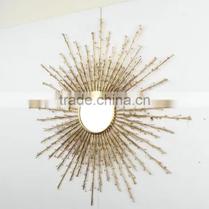 Gold Mirror Hammered Metal Frame Mirror thumbnail-5