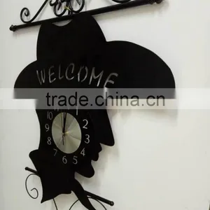 Hot Sale Black Color Figure Head Decorative Metal Wall Mounted Clock thumbnail-3