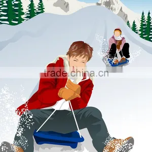 Latest Snow Luge Plastic Towable Kids Snow Sled With Backrest,toddler Pull Sled -30temp 24h Cold Resistance Test thumbnail-2