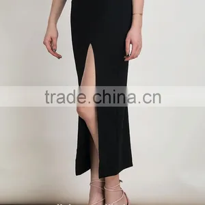 Jiahe Factory Latest Fashion Black Long Skirt Design Hight Rise Waist,hight Tight Spit Women Maxi Dress thumbnail-3