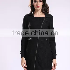 2014 New Fashion Ladies' Long Coat Asymmetrical Zipper Design Women Winter Overcoat thumbnail-2