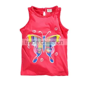 2 Pcs Baby Girls Clothing Butterfly Vest +lattice Shorts Children Sets for Summer 2016 thumbnail-2