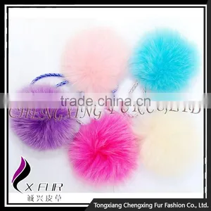 CX-P-23A Wholesale MIXED COLOUR Genuine Fox Fur Ball/ Fur Pom Pom Key Chains thumbnail-4