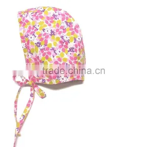 Reversible Baby Bonnet Flower Plain Pattern Lace Fanric Spring Baby Hat thumbnail-4