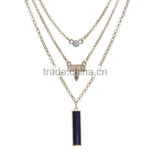 Zm35321a Wholesale Chain Statement Jewelery Gold Plated Turquoise Necklace 2017 thumbnail-2