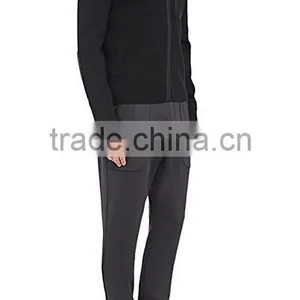 Black Rib-knit Virgin Wool Zip-front Hoodie Styled With Tech-fabric Elbow Patches thumbnail-1