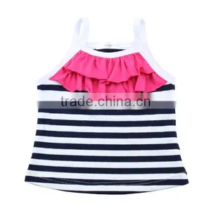 2017 Summer Black and White Striped Long Sleeve T-shirt for Girl thumbnail-1