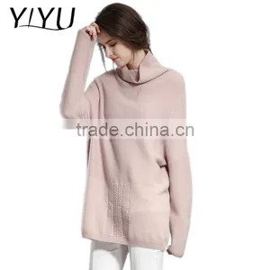 Custom Winter Fall Casual Women Loose Turtleneck Cashmere Pullover Sweater thumbnail-1
