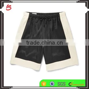 High Quality White and Black Satin Gym Training Sports Shorts for Mens thumbnail-1