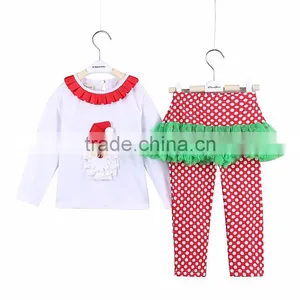 2015 Christmas Santa Cotton Little Girls Boutique Remake Clothing Sets thumbnail-1