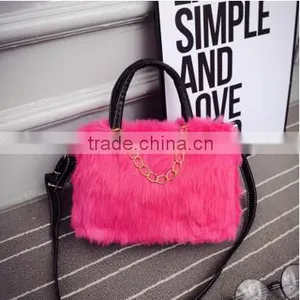 Fashion Simple Casual Style Solid Fur Chain Women Handbags thumbnail-3