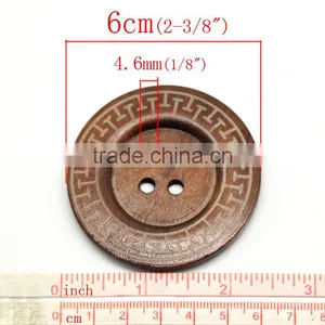 Coffee 4 Holes Big Wood Sewing Buttons for Outerwear Sweater Overcoat Clothing thumbnail-3