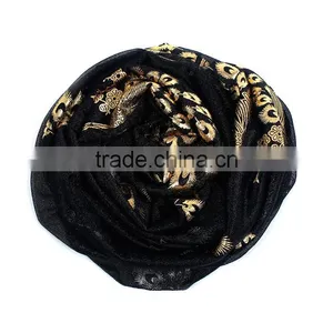 Imitation Silk Scarves & Wraps Rectangle Golden Black Peacock Scarf Women thumbnail-3