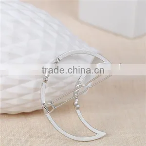 Zinc Based Alloy Hair Clips Findings Moon Silver Tone 62mm x 54mm thumbnail-2
