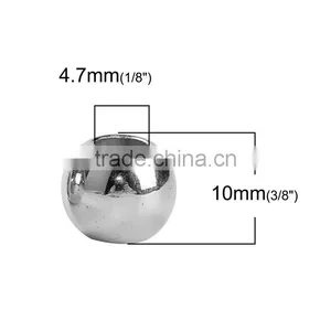 CCB Plastic European Style Large Hole Charm Beads Round Silver Tone thumbnail-2