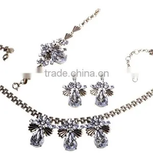 2014 Fashion Jewelry Set,Rhinestone Wedding Jewelry Set,Zircon Design Bridal Jewelry Set w Bracelet,Earring n Necklace thumbnail-1